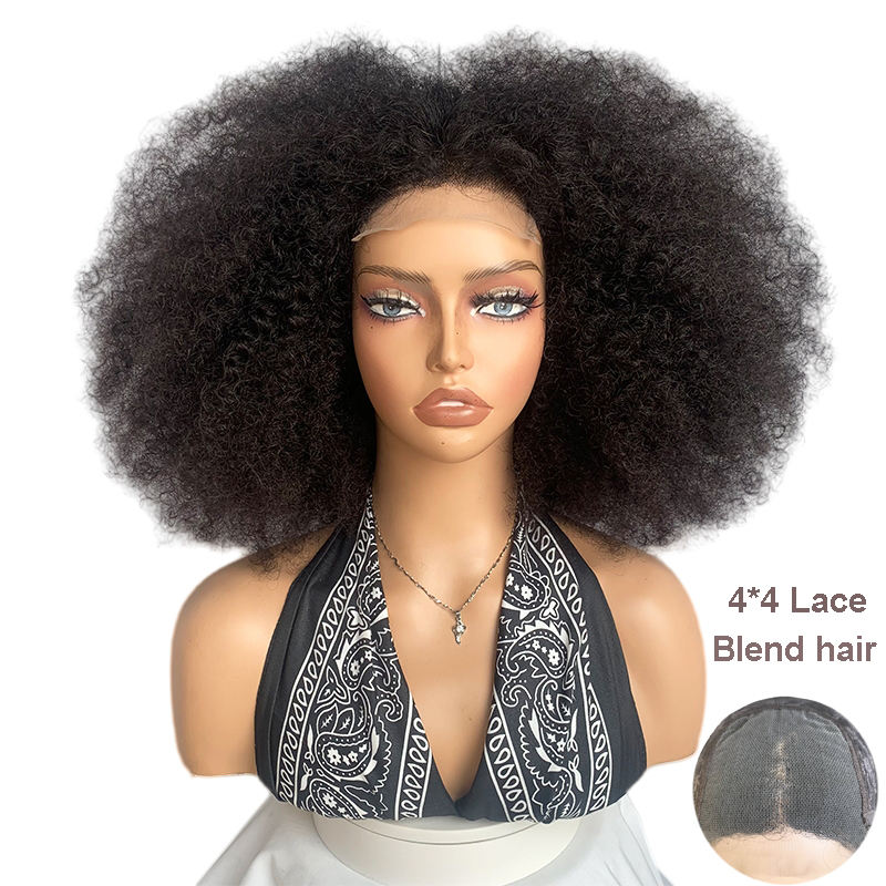 18-Inch Afro Kinky Curly 4x4 Lace Front Wig – Transparent Lace