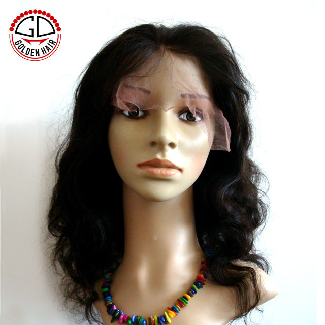 AAAAA Full Lace Human Hair Wig Loose Wave Black
